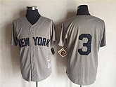 New York Yankees #3 Babe Ruth Gray Mitchell And Ness Throwback Stitched Baseball Jersey,baseball caps,new era cap wholesale,wholesale hats